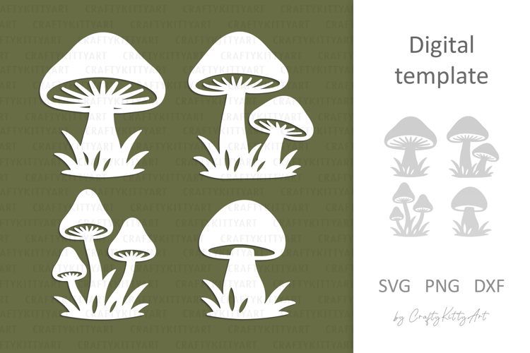 Mushroom Laser Paper cutting SVG: Wild forest mushrooms