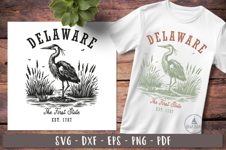 Delaware svg | Vintage United states design example image 1