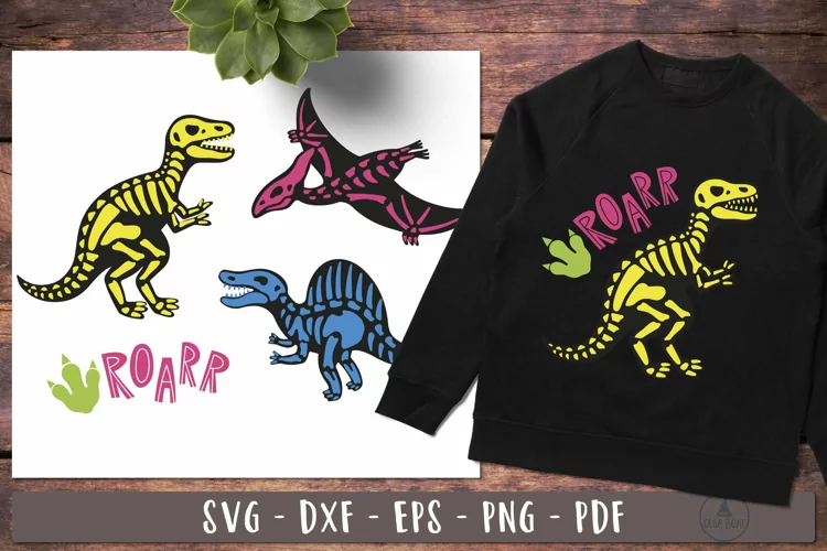 Dinosaur skeleton svg | T rex svg dinosaur illustrations