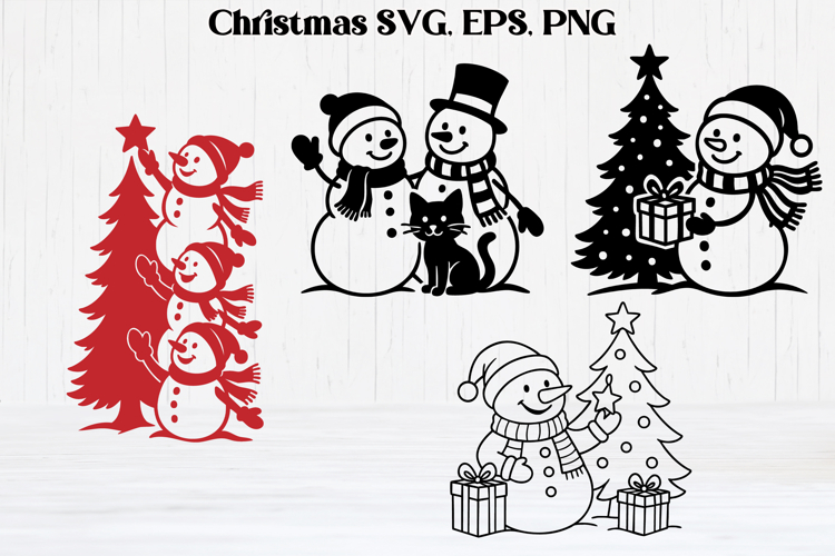Christmas snowman SVG design | Christmas silhouette SVG