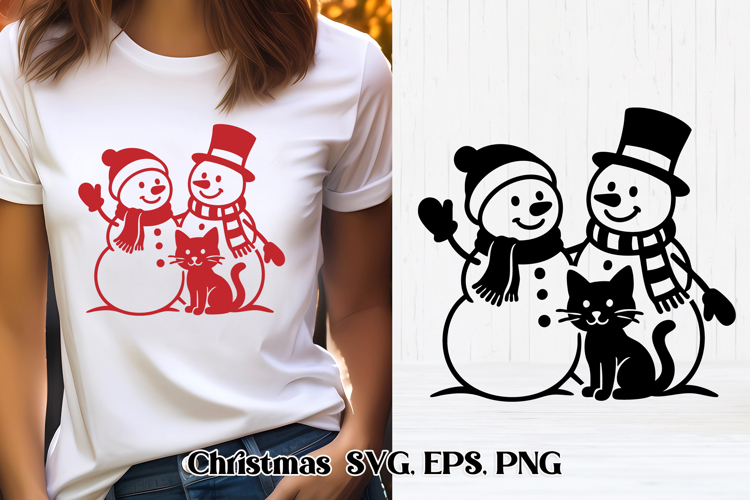 Christmas snowman SVG design | Christmas silhouette SVG