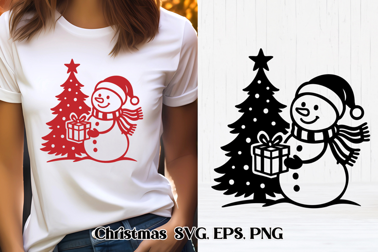 Christmas snowman SVG design | Christmas silhouette SVG