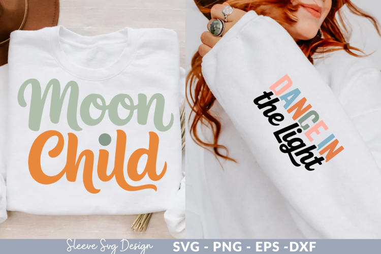 Moon Child - SVG Sleeve & Body Design for T-Shirt, Craft