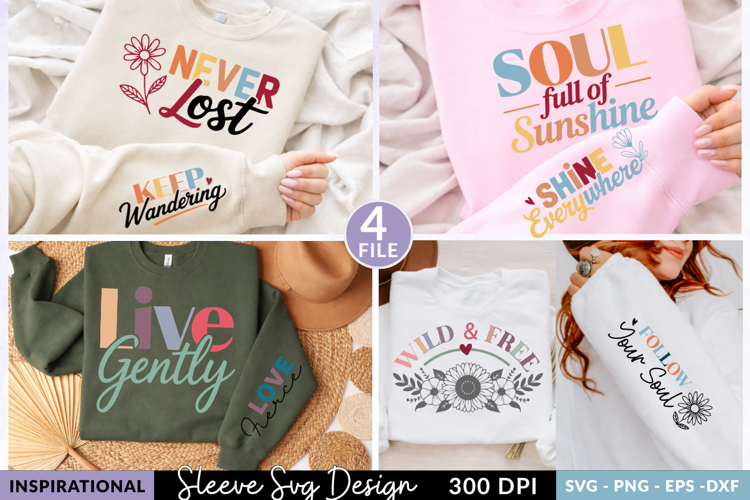 Inspirational Boho Quote Sweatshirt Bundle,Sleeve SVG Design