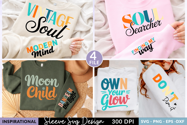 Inspirational Typography Sleeve Svg Design,Retro Color Quote