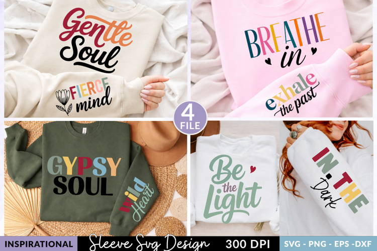 Inspirational Sleeve SVG Bundle, Positive Quotes Typography