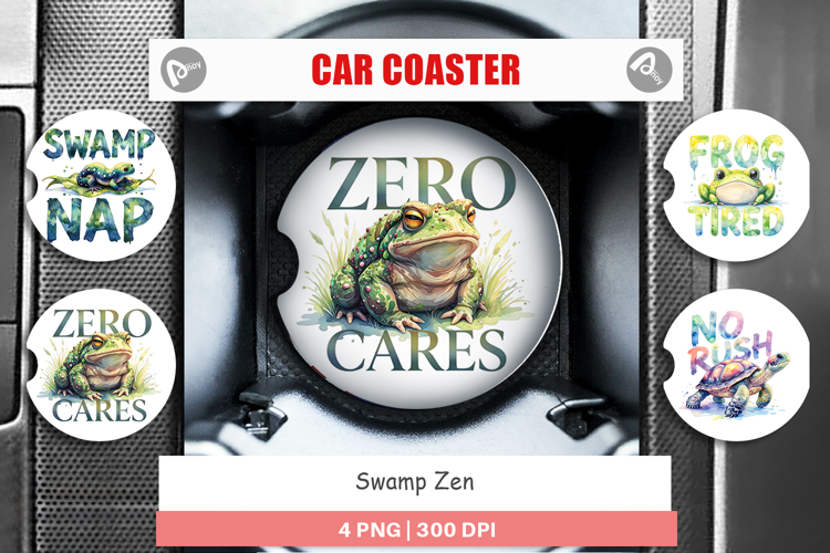 Swamp Zen Ugly-Cute Frog Car Coaster