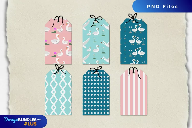 Swan Patterned Shaped Tags