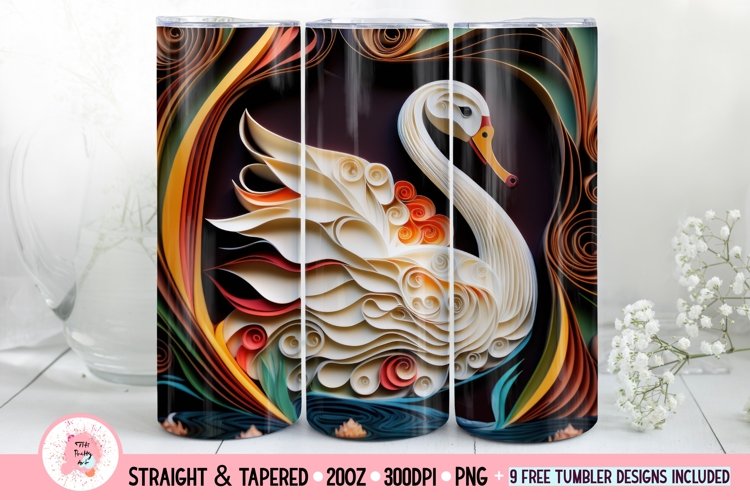 Swan Tumbler Wrap | Quilling Swan Tumbler Wrap