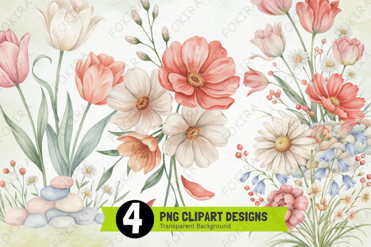 Spring Flowers Clipart PNG, spring flowers clipart png