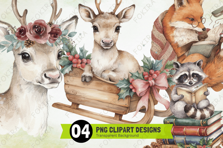 Merry Christmas Animal Clipart png,xmas animal clipart