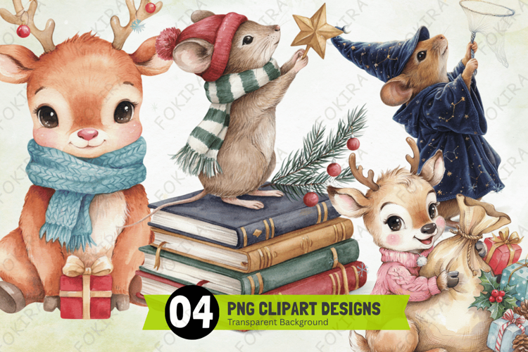 Christmas Cute Animal Clipart png,xmas animal clipart png