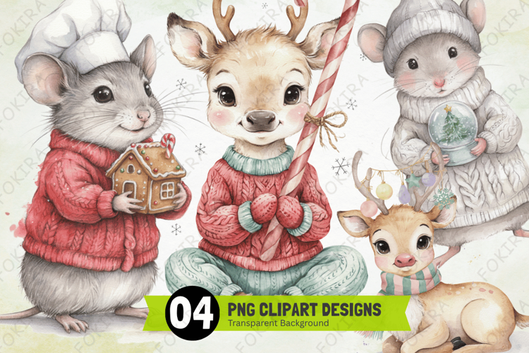 Christmas Cute Animal Clipart png,xmas animal clipart