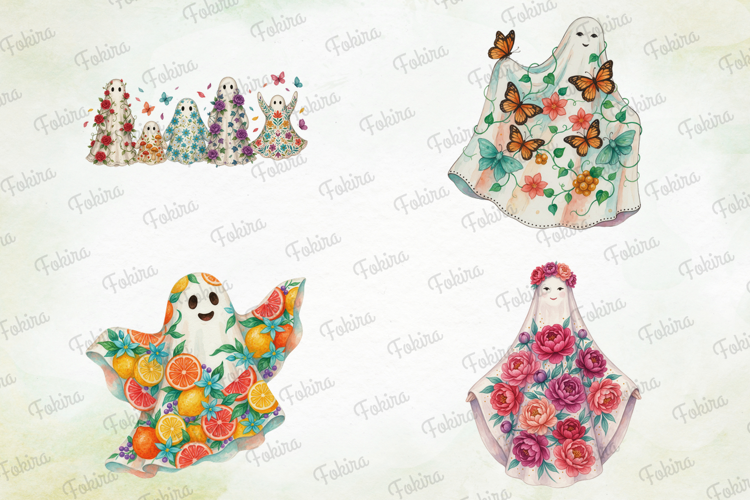 Blooming Boo Ghost Clipart PNG, blooming boo ghost png