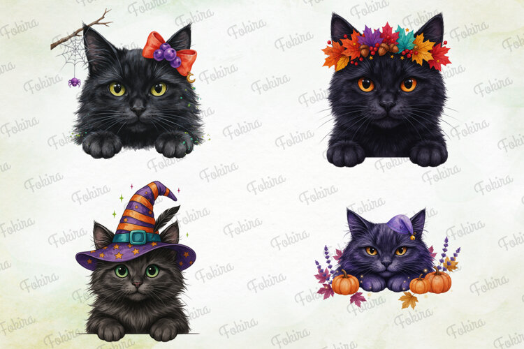 Halloween Cat Clipart PNG, halloween cat clipart png, black example image 1