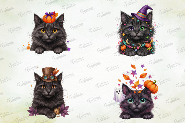 Halloween Cat Clipart PNG, halloween cat clipart png, black example image 1