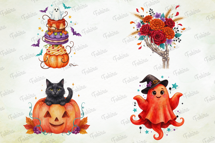 Spooky Pumpkin Whimsy Clipart PNG, spooky pumpkin whimsy png