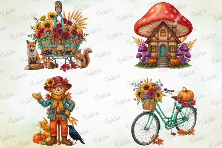 Woodland Harvest Autumn Clipart PNG,woodland harvest clipart