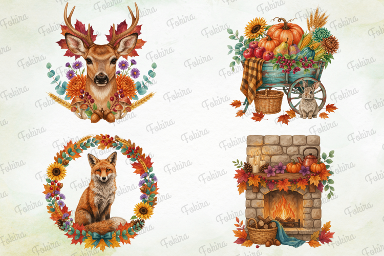 Woodland Harvest Autumn Clipart PNG,woodland harvest clipart