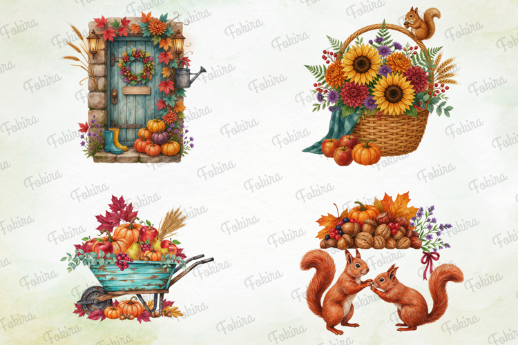 Woodland Harvest Autumn Clipart PNG,woodland harvest clipart