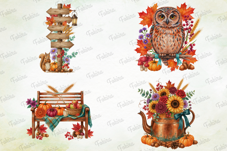 Woodland Harvest Autumn Clipart PNG,woodland harvest clipart