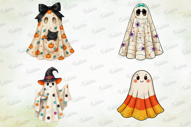 Retro Ghost Halloween Clipart PNG, retro halloween ghost png example image 1