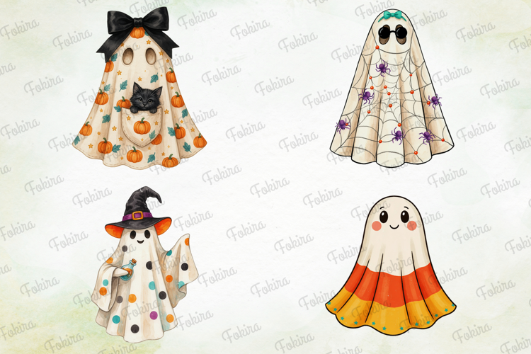 Retro Ghost Halloween Clipart PNG, retro halloween ghost png