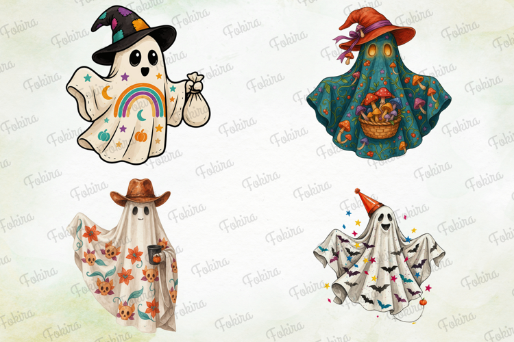 Retro Ghost Halloween Clipart PNG, retro halloween ghost png