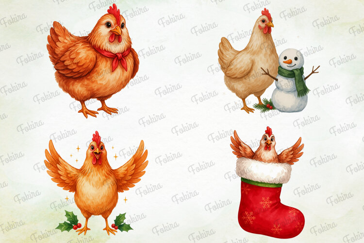 Christmas Chicken Clipart PNG, christmas chicken clipart png example image 1