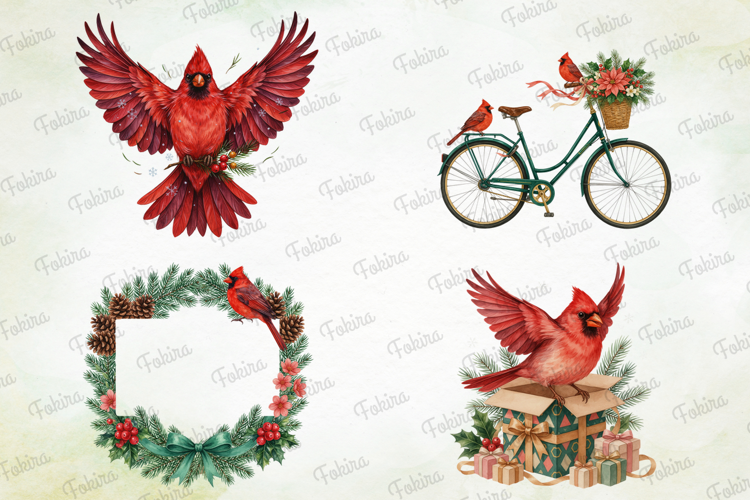 Christmas Cardinal Garden Clipart PNG,a christmas cardinal