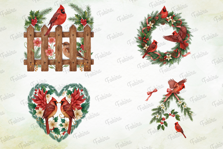 Christmas Cardinal Garden Clipart PNG,a christmas cardinal