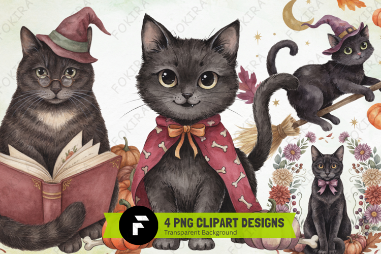 Halloween Black Cats Clipart PNG,halloween black cat clipart