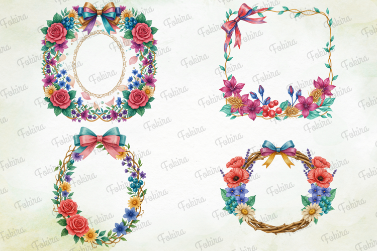 Watercolor Floral Frames Clipart PNG,watercolor floral frame