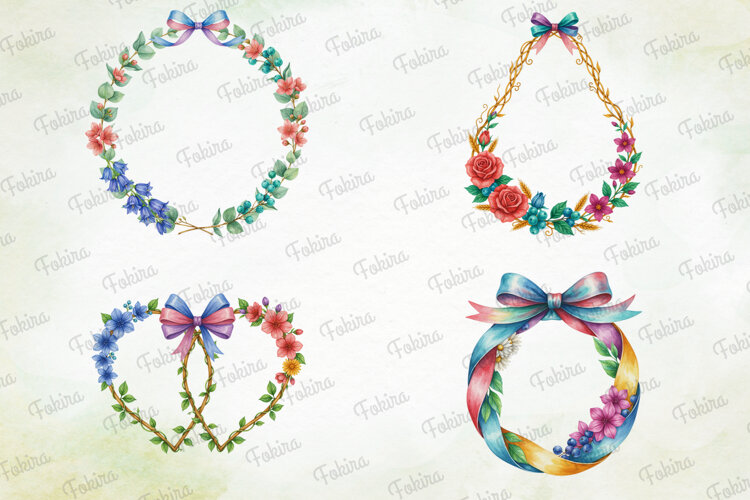 Watercolor Floral Frames Clipart PNG,watercolor floral frame example image 1