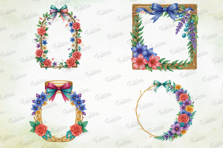 Watercolor Floral Frames Clipart PNG,watercolor floral frame