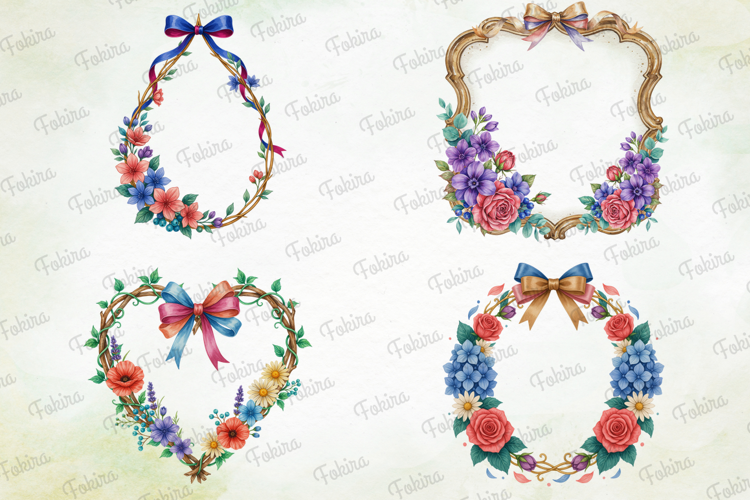 Watercolor Floral Frames Clipart PNG,watercolor floral frame