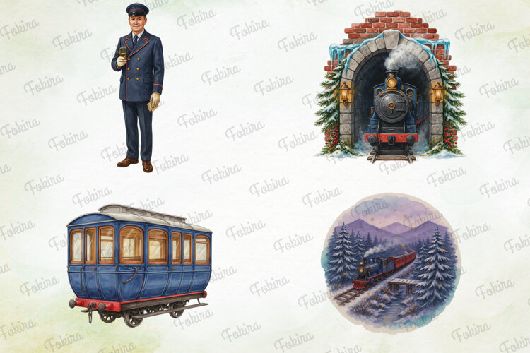 Vintage Train Travel Clipart PNG, vintage train clipart png, example image 1
