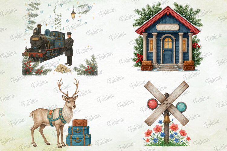 Vintage Train Travel Clipart PNG, vintage train clipart png, example image 1