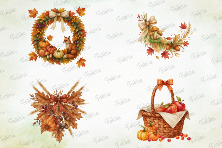 Autumn Bow Wreath Clipart PNG, autumn bow wreath clipart png