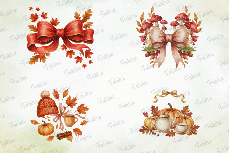 Autumn Bow Wreath Clipart PNG, autumn bow wreath clipart png example image 1