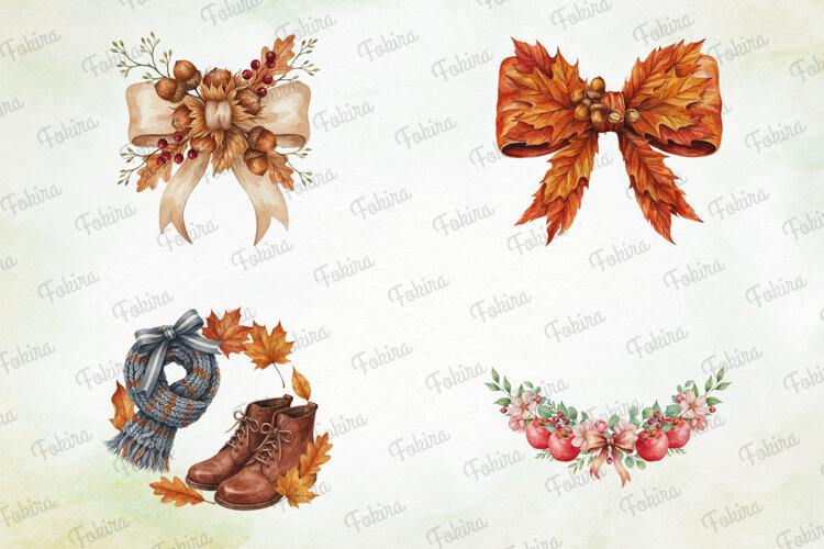 Autumn Bow Wreath Clipart PNG, autumn bow wreath clipart png example image 1
