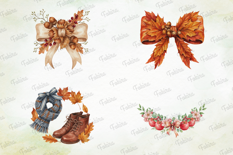 Autumn Bow Wreath Clipart PNG, autumn bow wreath clipart png