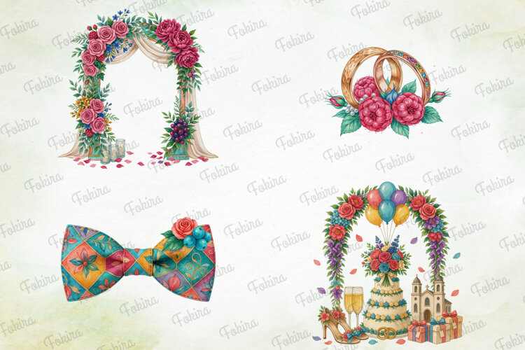 Colorburst Wedding Clipart PNG, colorburst wedding clipart example image 1
