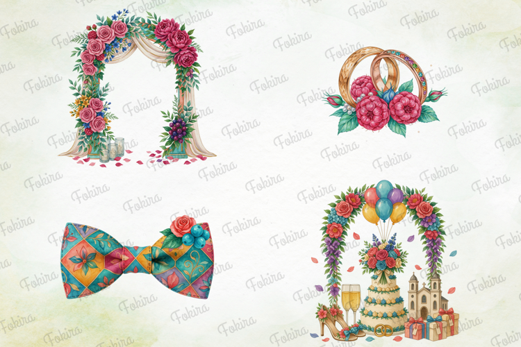 Colorburst Wedding Clipart PNG, colorburst wedding clipart