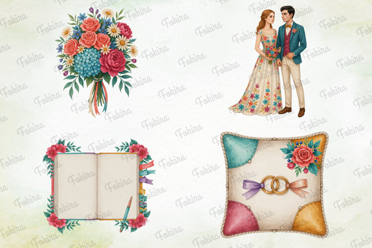Colorburst Wedding Clipart PNG, colorburst wedding clipart example image 1