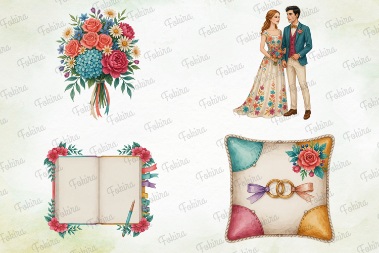 Colorburst Wedding Clipart PNG, colorburst wedding clipart