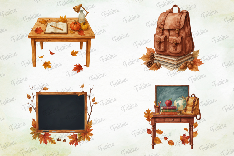 Vintage Autumn School Clipart PNG, vintage autumn clipart pn