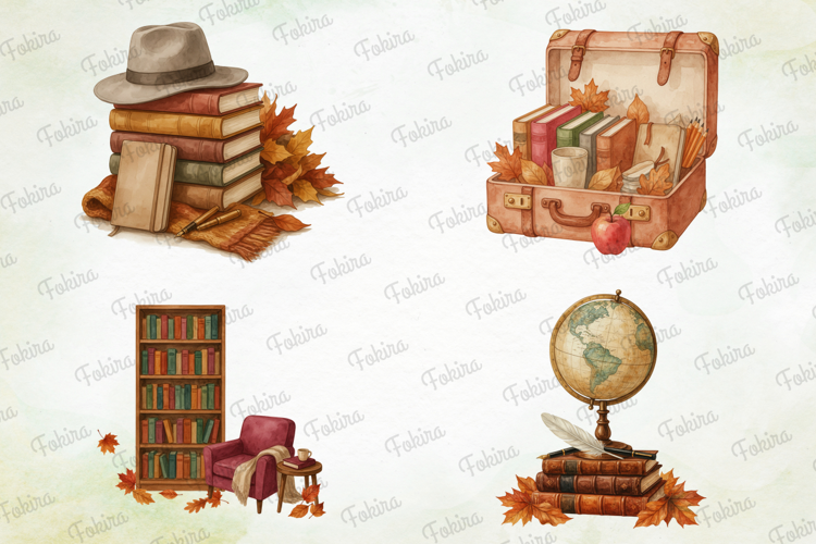Vintage Autumn School Clipart PNG,vintage autumn clipart png