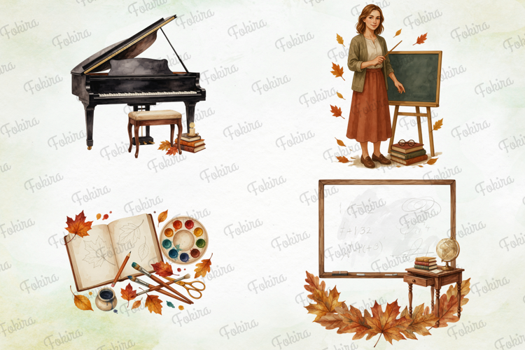 Vintage Autumn School Clipart PNG,vintage autumn clipart png