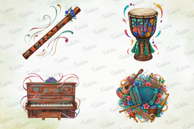 Music Treasury Clipart PNG, watercolor music clipart png